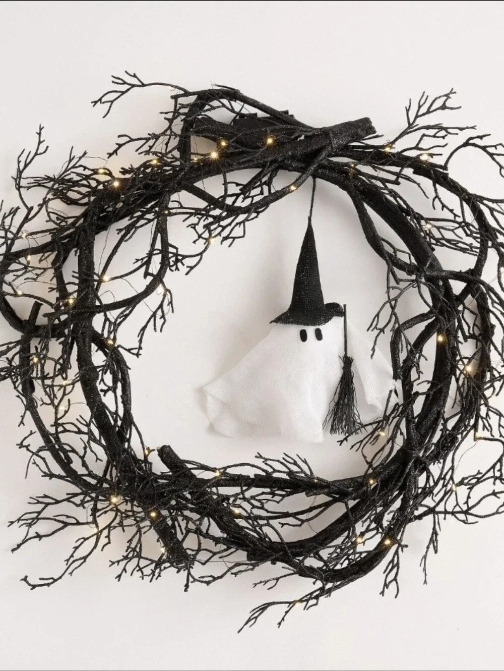 Pottery Barn Lit Ghost Witch Wreath, Halloween Decoration (PRICE IS FIRM)